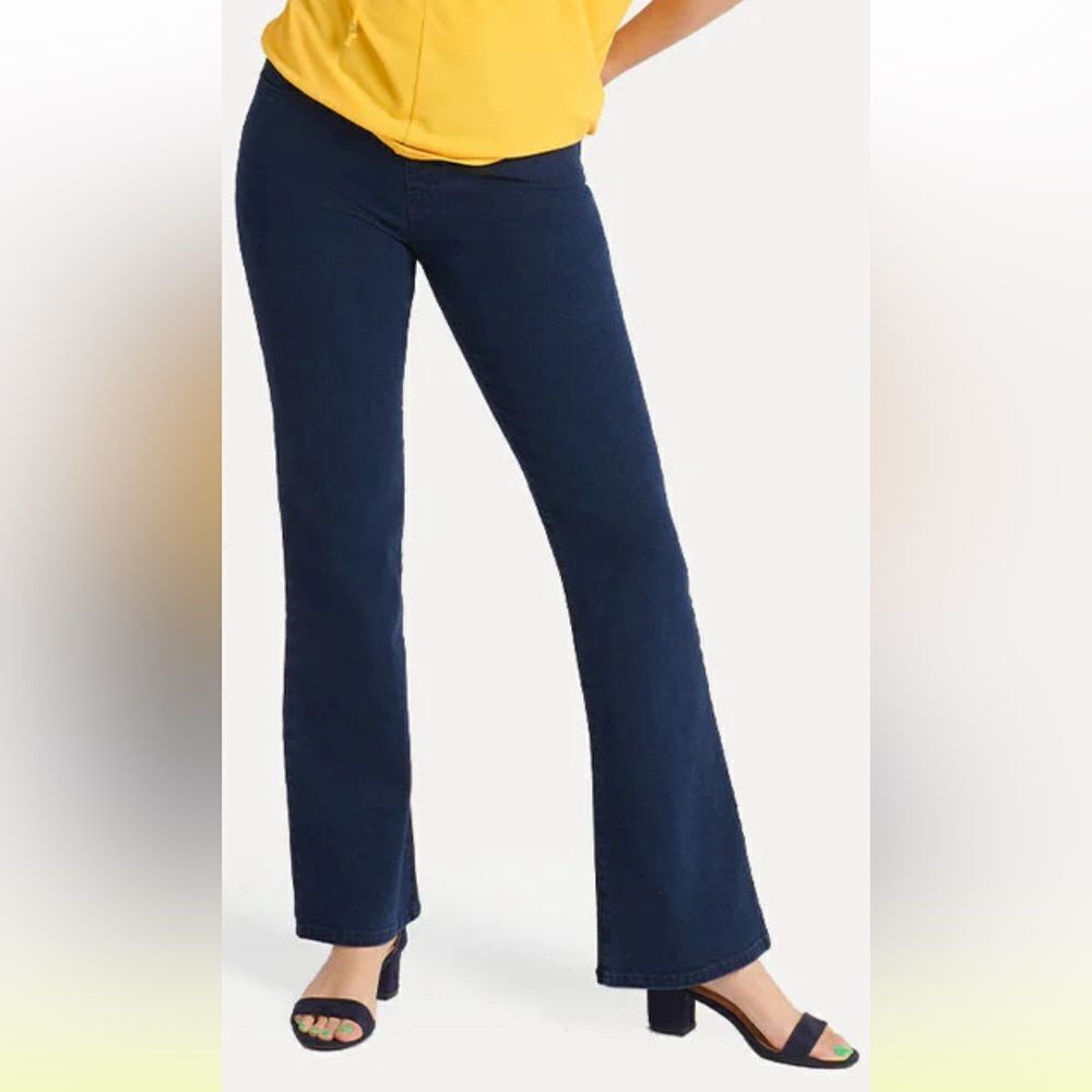 Betabrand Indigo Dark Blue Classic Straight Leg Denim Yoga Pants Style W0626